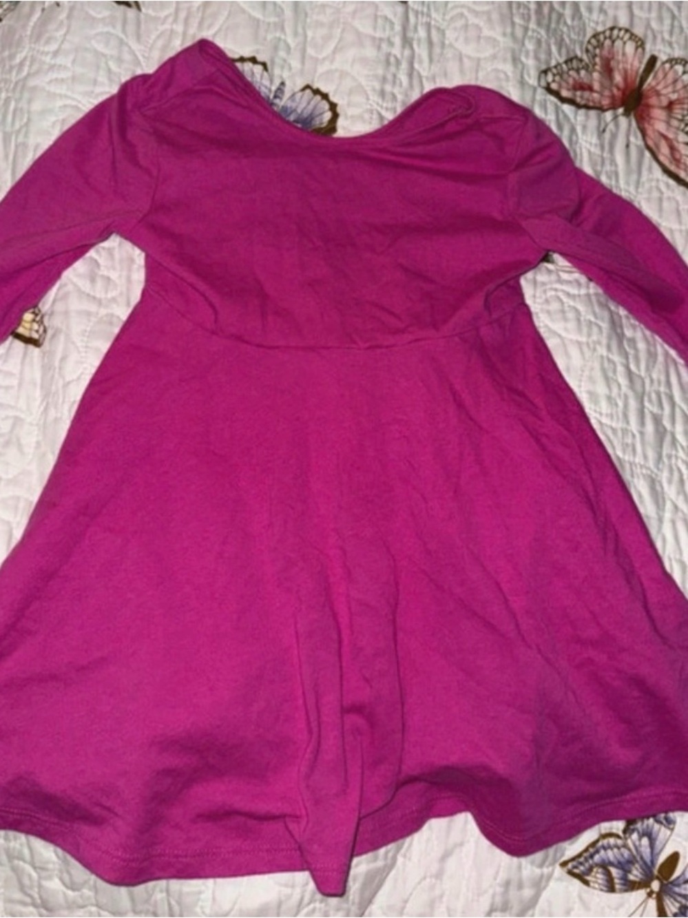 Old Navy Girls Fuchsia Long-Sleeve Skater Dress